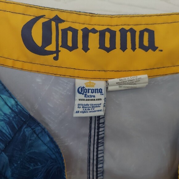 Corona Beer Board Shorts 36 Swim Trunks Palm Trees Ocean - Picture 10 of 10